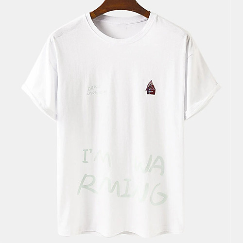 

Men's Unisex Tee T shirt Hot Stamping Graphic Prints Letter Plus Size Print Short Sleeve Casual Tops Cotton Basic Designer Big and Tall White