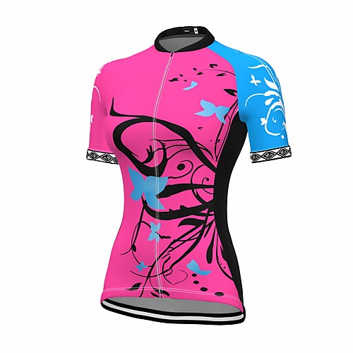 

21Grams Women's Short Sleeve Cycling Jersey Summer Spandex Polyester Pink Floral Botanical Bike Jersey Top Mountain Bike MTB Road Bike Cycling Quick Dry Moisture Wicking Breathable Sports Clothing