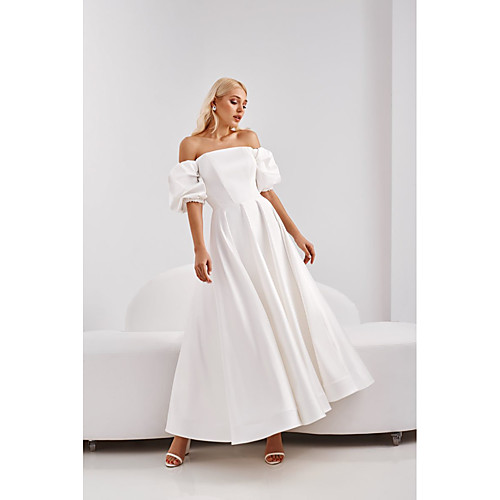 

2021 mid-length skirt high waist temperament commuter white one-shoulder big swing dress amazon sexy dress