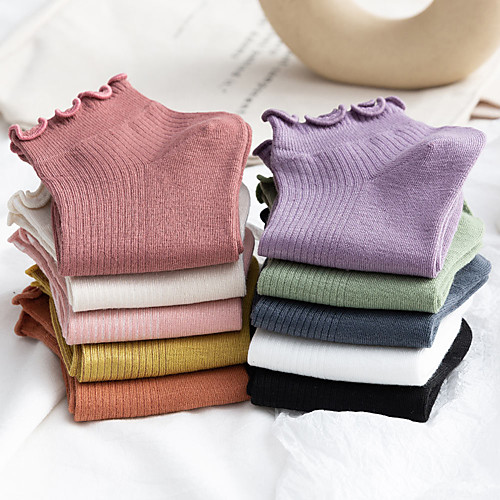 

Women's Socks Solid Colored / Cute Socks Medium Daily Multi color 10 Pairs