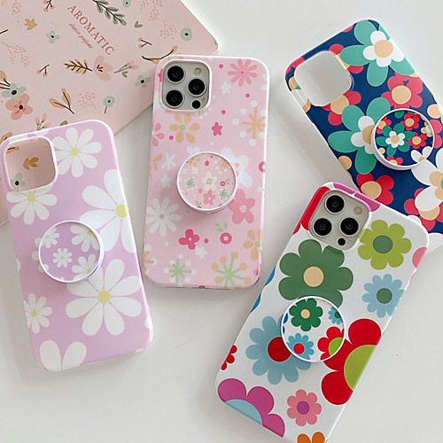 

Phone Case For Apple Back Cover iPhone 12 Pro Max 11 SE 2020 X XR XS Max 8 7 Shockproof Dustproof with Stand Geometric Pattern Flower TPU