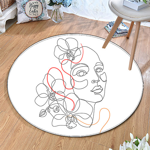 

Round 5mm Area Rugs Machine Made Polyster Non Skid Modern 3D