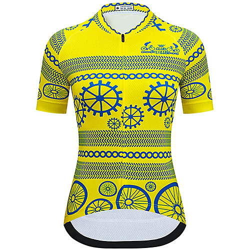 

21Grams Women's Short Sleeve Cycling Jersey Summer Spandex Yellow Gear Bike Top Mountain Bike MTB Road Bike Cycling Sports Clothing Apparel / Stretchy / Athleisure