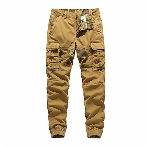 

Men's Cargo Chino Breathable Casual Daily Pants Tactical Cargo Pants Solid Color Full Length Deep Blue Army Green Khaki Brown
