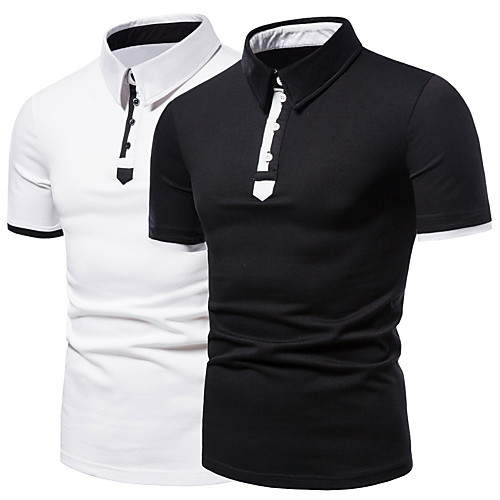

Men's Golf Shirt Tennis Shirt Solid Color Button-Down Short Sleeve Street Tops Cotton Business Casual Comfortable White Black