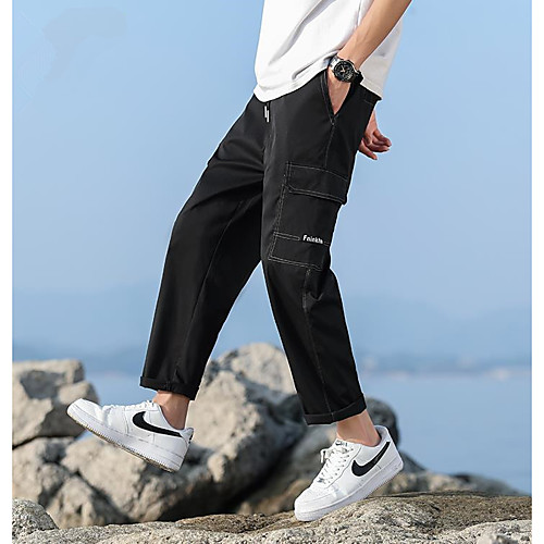 

Men's Cargo Casual / Sporty Chinos Sweatpants Pants Pattern Black Khaki