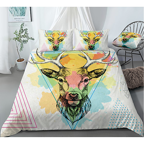 

Duvet Cover Sets 3 Piece Rayon / Polyester 3D Rainbow Reactive Print Bohemian Style