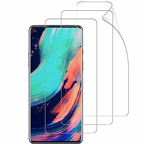 

sute protective film compatible with oneplus 8 pro, [3 pack] full cover hd soft film anti-scratch tpu screen protector for oneplus 8 pro (not armored glass)