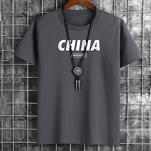 

Men's Unisex Tee T shirt Hot Stamping Graphic Prints Letter Plus Size Print Short Sleeve Casual Tops Cotton Basic Fashion Designer Big and Tall White Black Khaki