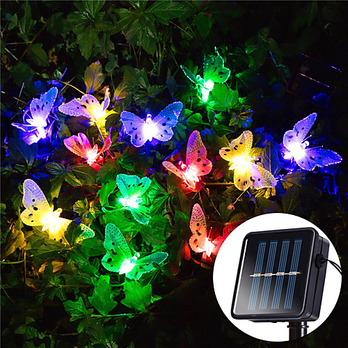 

Outdoor Solar Powered 12Leds Butterfly Fiber Optic Fairy String Lights IP65 Waterproof For Outdoor Garden Yard Holiday Decoration Colorful Lighting