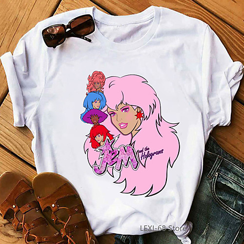

Inspired by Jem and the Holograms Cosplay Anime Cartoon Polyester / Cotton Blend Print Harajuku Graphic Kawaii T-shirt For Women's / Men's