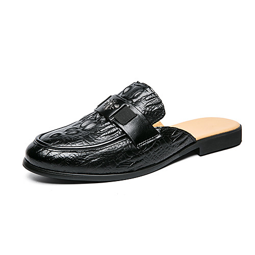 

Men's Clogs & Mules Flat Sandals Casual Daily PU Breathable Non-slipping Wear Proof Black Spring Summer