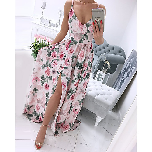 

Women's A Line Dress Maxi long Dress Leopard Pink rose Red rose Crown gold Sleeveless Pattern Summer Casual 2021 S M L XL XXL