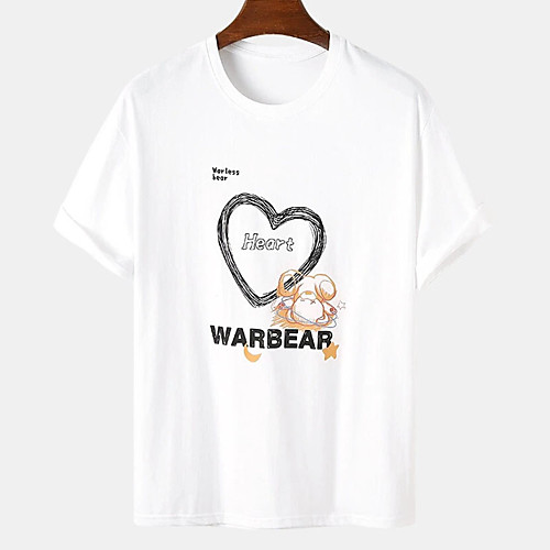 

Men's Unisex Tee T shirt Hot Stamping Heart Graphic Prints Letter Plus Size Print Short Sleeve Casual Tops Cotton Basic Designer Big and Tall White Black