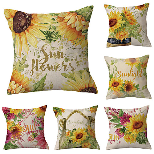 

Sunflower Double Side Cushion Cover 6PC Soft Decorative Square Throw Pillow Cover Cushion Case Pillowcase for Sofa Bedroom Livingroom Outdoor Superior Quality Machine Washable Outdoor Cushion for Sofa Couch Bed Chair