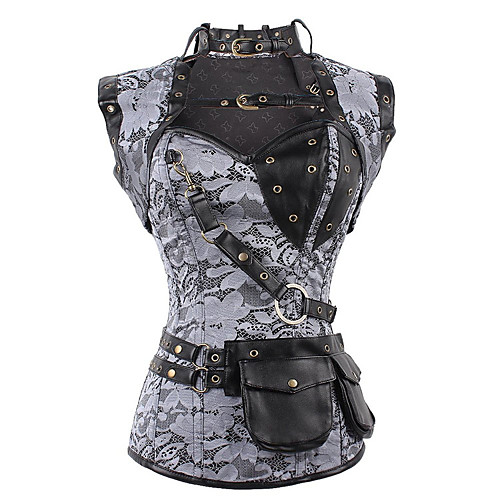 

Corset Women's Normal Polyester / Cotton Blend Printing Shapewear Overbust Corset Lace Up Gray S