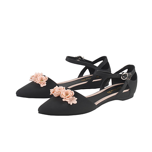 

Women's Sandals Flat Heel Pointed Toe PVC Buckle Floral Purple Black Blue