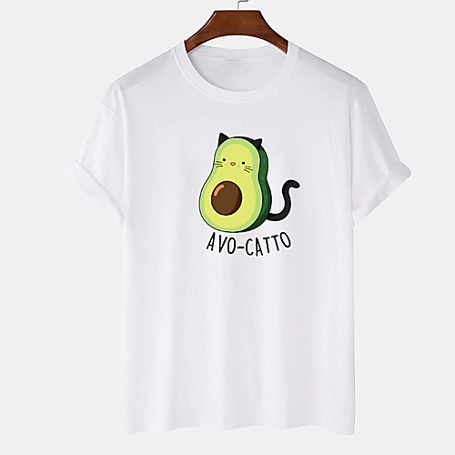 

Men's Unisex Tee T shirt Hot Stamping Graphic Prints Avocado Plus Size Print Short Sleeve Casual Tops Cotton Basic Designer Big and Tall White Black Khaki