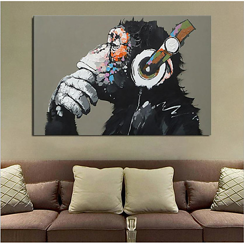 

Wall Art Canvas Prints Painting Artwork Picture Headphone Chimpanzee Home Decoration Décor Rolled Canvas No Frame Unframed Unstretched