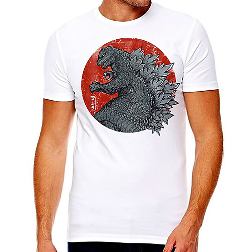 

Men's Unisex Tee T shirt Hot Stamping Graphic Prints Dinosaur Plus Size Print Short Sleeve Casual Tops Cotton Basic Designer Big and Tall White