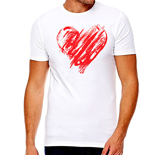 

Men's Unisex Tee T shirt Hot Stamping Heart Graphic Prints Plus Size Print Short Sleeve Casual Tops Cotton Basic Designer Big and Tall White