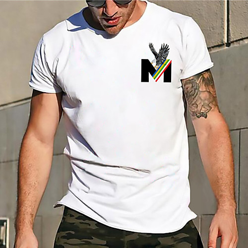 

Men's Unisex Tee T shirt Hot Stamping Graphic Prints American Flag Independence Day Letter Plus Size Print Short Sleeve Casual Tops Basic Designer Big and Tall Round Neck White / Summer
