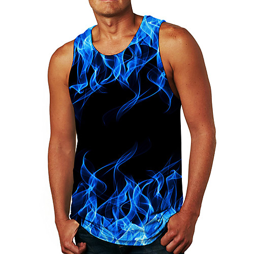 

Men's Tank Top Vest Undershirt 3D Print 3D 3D Print Sleeveless Daily Tops Casual Beach Black