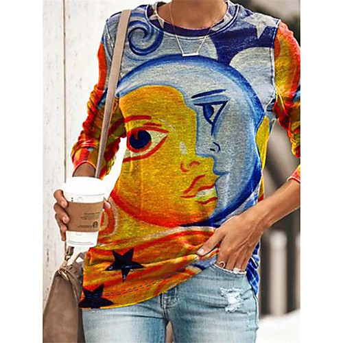 

Women's Sweatshirt Pullover Abstract Portrait Print Casual Daily Sports 3D Print Sportswear Streetwear Hoodies Sweatshirts Loose Yellow