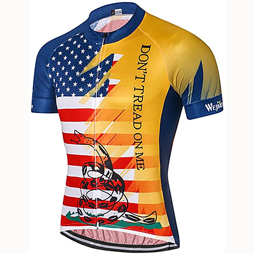 

21Grams American / USA USA National Flag Men's Short Sleeve Cycling Jersey - RedBlue Bike Top UV Resistant Quick Dry Moisture Wicking Sports Summer Terylene Mountain Bike MTB Road Bike Cycling