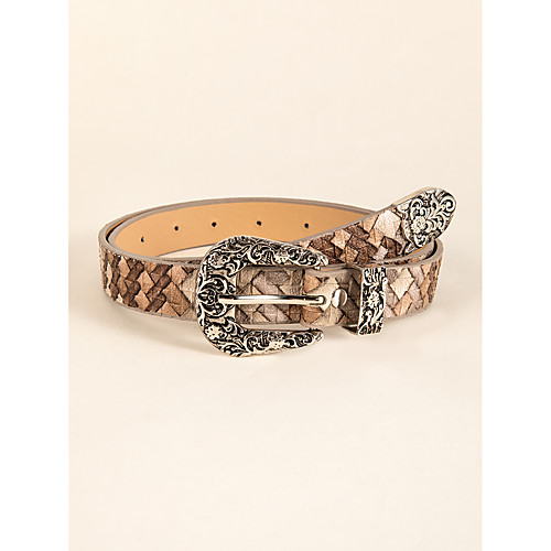 

Women's Waist Belt Athleisure Homecoming Light Brown Belt Color Block