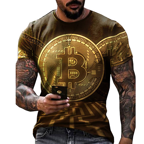 

Men's Tee T shirt 3D Print Graphic Prints Letter Print Short Sleeve Daily Tops Cotton Casual Designer Big and Tall Yellow Black