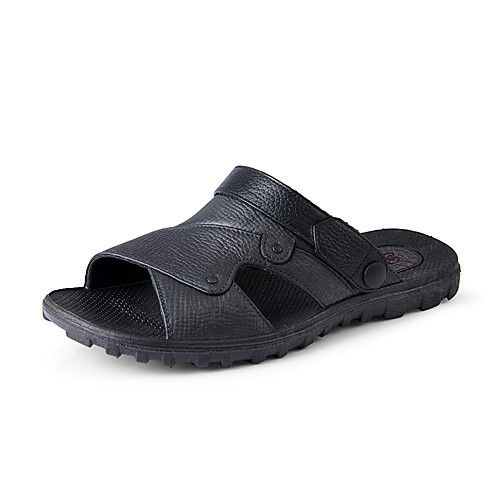 

Men's Sandals Daily Faux Leather Breathable Black Spring Summer