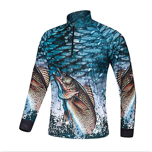 

CAWANFLY Men's Fishing Jacket Outdoor Long Sleeve UPF50 Quick Dry Waterproof Zipper Breathable UV Protection Jacket Top Autumn / Fall Spring Summer Athleisure Fishing Camping & Hiking Blue and White