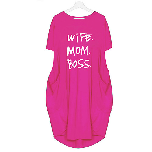 

Women's T Shirt Dress Tee Dress Knee Length Dress Blue Yellow Fuchsia Gray Green White Black Short Sleeve Letter Spring Summer Round Neck Casual Oversized 2021 S M L XL XXL 3XL 4XL 5XL