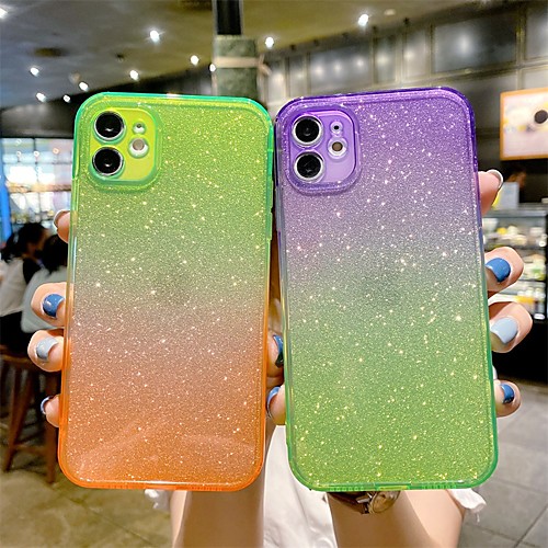 

Phone Case For Apple Back Cover iPhone 12 Pro Max 11 SE 2020 X XR XS Max 8 7 Shockproof Dustproof Glitter Shine Color Gradient TPU