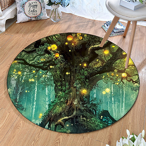 

Round 5mm Area Rugs Machine Made Polyster Non Skid Modern 3D