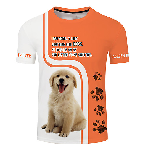

Men's Unisex Tee T shirt Shirt 3D Print Dog Graphic Prints Plus Size 3D Print Short Sleeve Casual Tops Basic Designer Big and Tall Black / White White Yellow