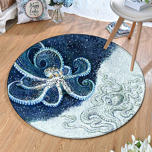 

Round 5mm Area Rugs Machine Made Polyster Non Skid Modern 3D