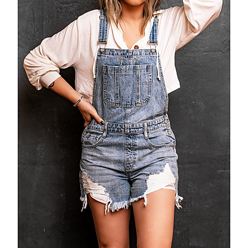 

Women's Casual / Daily 2021 Light Blue Jumpsuit Solid Color