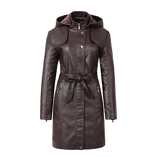 

Women's Coat Casual / Daily Summer Long Coat Regular Fit Casual Jacket Solid Color Creamy-white Blue / PU
