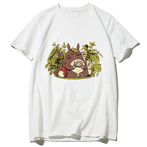 

Inspired by Totoro Cosplay Anime Cartoon Polyester / Cotton Blend Print Harajuku Graphic Kawaii T-shirt For Women's / Men's