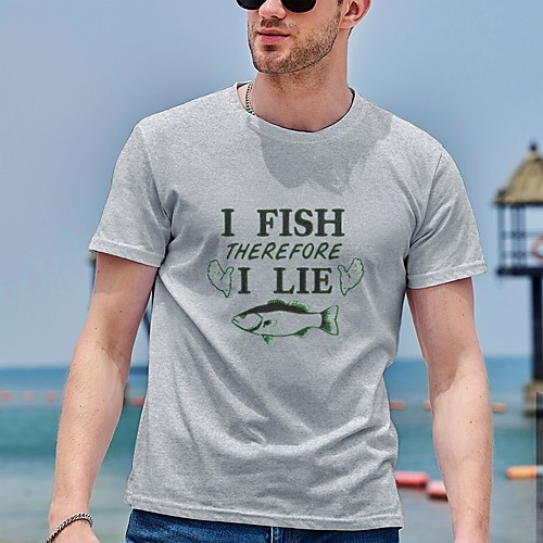 

Men's Tee T shirt Hot Stamping Graphic Prints Fish Plus Size Print Short Sleeve Casual Tops Cotton Basic Designer Big and Tall White Black Gray