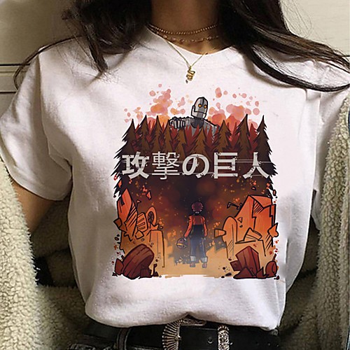 

Inspired by Attack on Titan Cosplay Anime Cartoon Polyester / Cotton Blend Print Harajuku Graphic Kawaii T-shirt For Women's / Men's