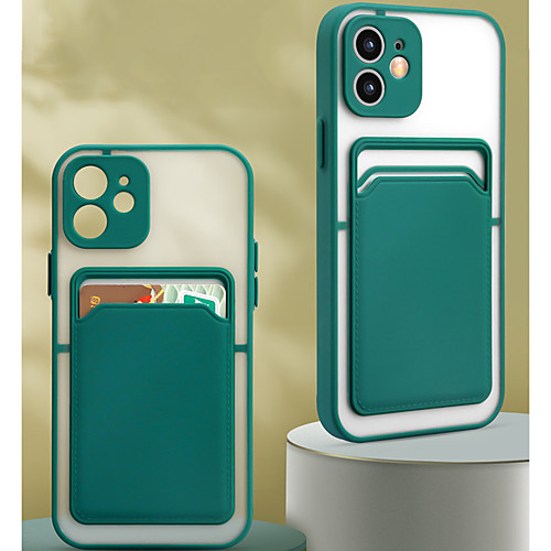 

Card Holder Phone Case for iPhone 12 Pro Max 11 SE 2020 X XR XS Max 8 7 TPU Wallet Shockproof Dustproof Back Cover with Camera Lens Protector
