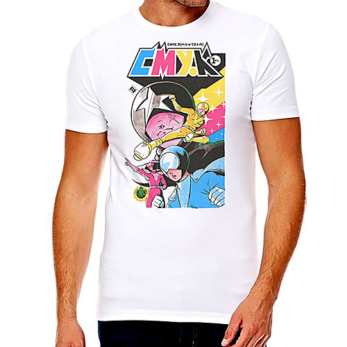

Men's Unisex Tee T shirt Hot Stamping Cartoon Graphic Prints Plus Size Print Short Sleeve Casual Tops Cotton Basic Fashion Designer Big and Tall White