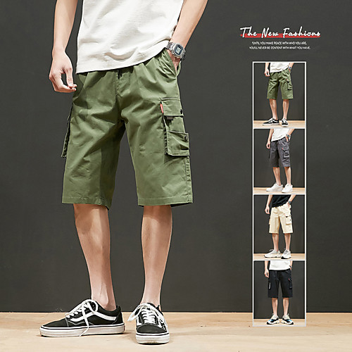 

Men's Chic & Modern Cargo Shorts Cycling Quick Dry Moisture Wicking Breathable Soft Outdoor Sports Casual Sports Shorts Tactical Cargo Pants Solid Colored Knee Length Sporty Drawstring Pocket Elastic