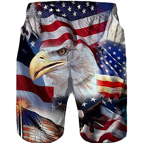 

Men's Casual Shorts Breathable Sports Chinos Shorts Pants Eagle Knee Length Mesh Print Blue