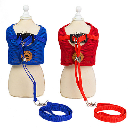

Dog Cat Harness Leash Vest Safety Normal Life Solid Colored Nylon Husky Border Collie Bulldog Shiba Inu Cocker Spaniel Pug Red Blue Pink Gray 1pc