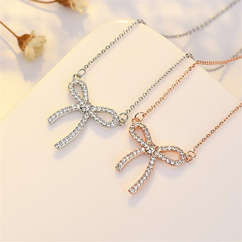 

Bow White Synthetic Diamond Pendant Necklace Chain Necklace Rolo Letter Punk Trendy Casual / Sporty Fashion Copper Silver Plated Silver 405 cm Necklace Jewelry 1pc For Anniversary Sport Street Birthday