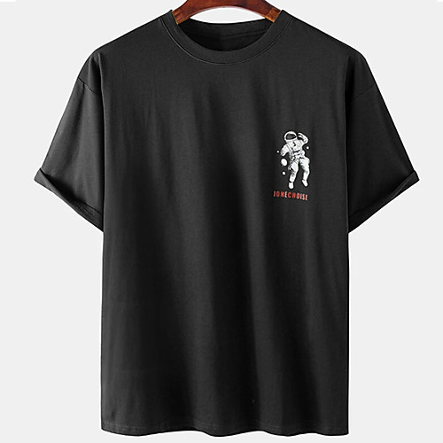 

Men's Unisex Tee T shirt Hot Stamping Graphic Prints Astronaut Plus Size Print Short Sleeve Casual Tops Cotton Basic Designer Big and Tall White Black